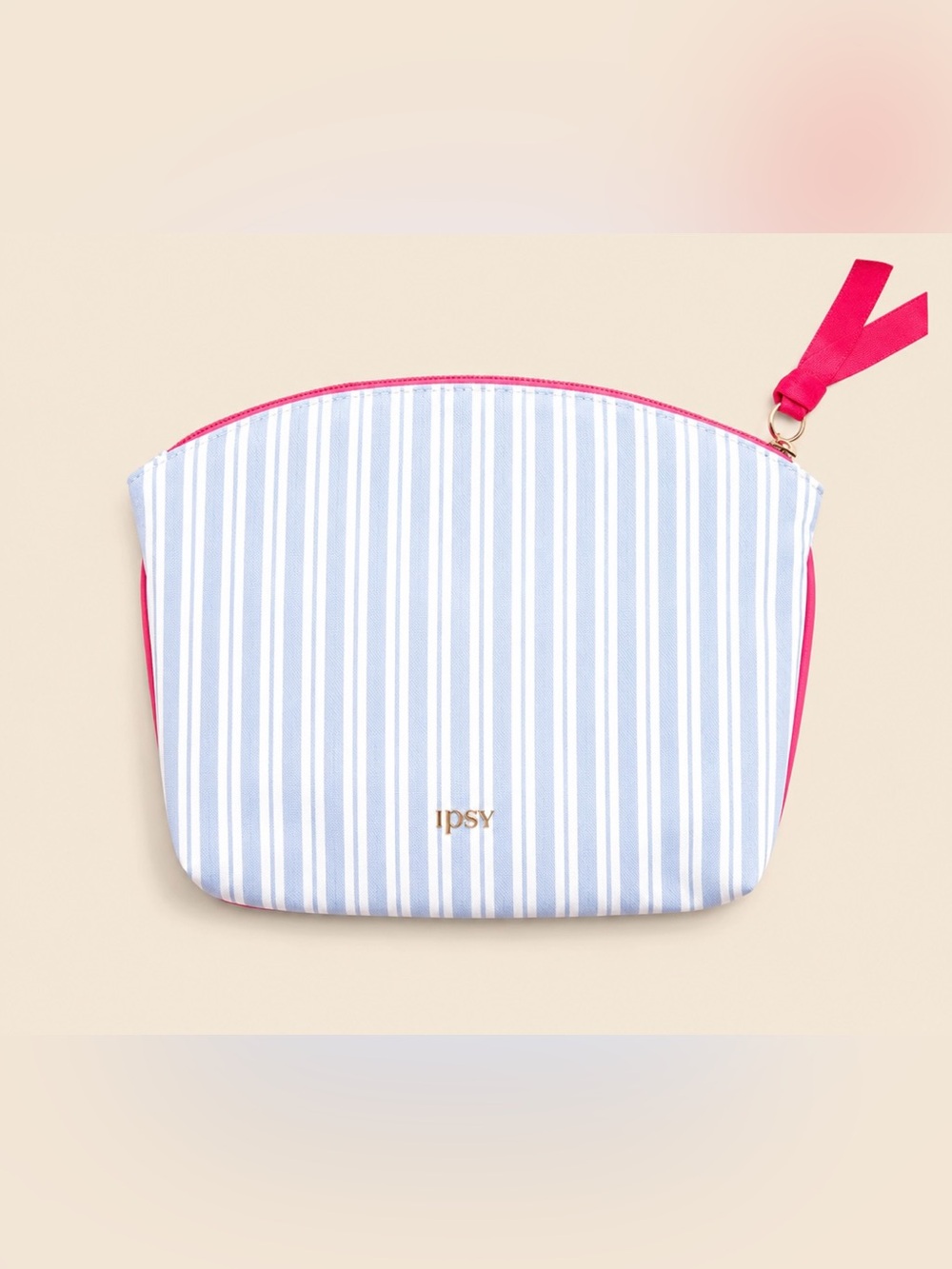Ipsy Blue White Striped Makeup Bag Cosmetic Pouch Wristlet